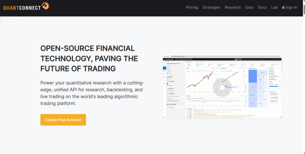Quantconnect homepage